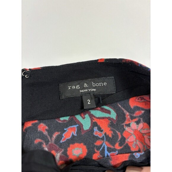 Rag & Bone Amber Midi Skirt Black Bright Floral 2 Slit Wrap Waist Detail Lined - Picture 8 of 15